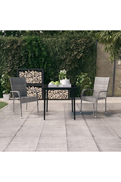 Concept Σετ επίπλων κήπου, 3 τεμάχια, γκρι και μαύρο