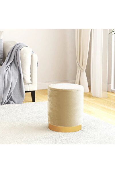 Concept Taburet depozitare rotund, roz caisă, catifea