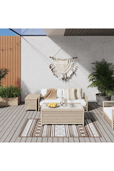 Concept Covor de exterior, maro și alb, 80x150 cm