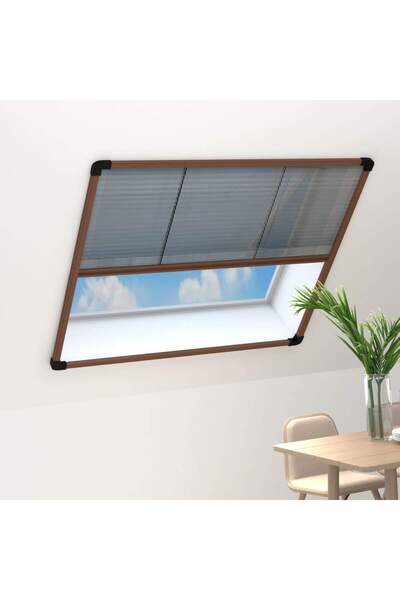 Concept Plasă insecte plisse pentru ferestre, maro, 120x120cm, aluminiu