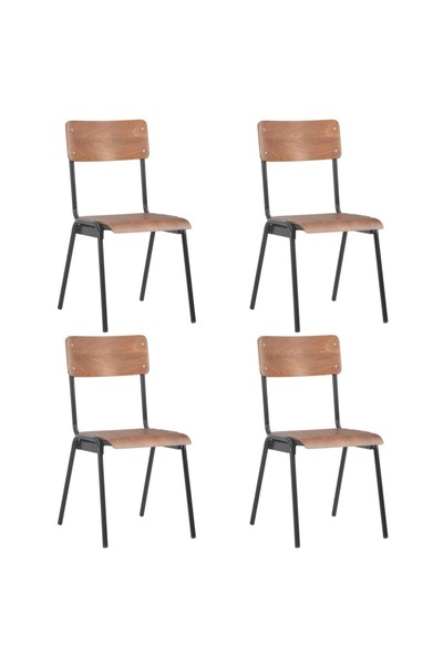 Concept Καρέκλες κουζίνας, 4 τεμ., καφέ, μασίφ κόντρα πλακέ, ατσάλι