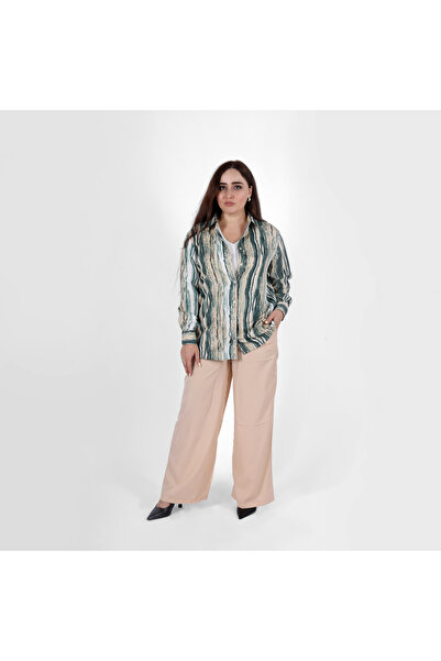 LINELLE Ladies Co-ord Pant Set- Printed Shirt and Matching Solid Color Pant w...