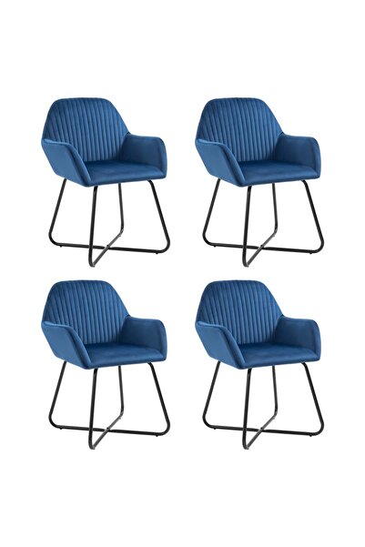 Concept Scaune de bucătărie, 4 buc., albastru, catifea