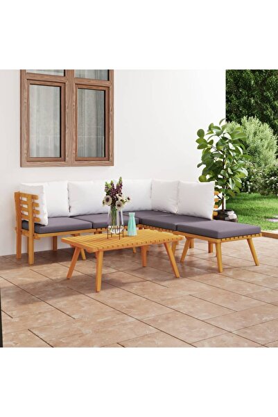 Concept Σετ επίπλων κήπου με μαξιλάρια, 6 τεμάχια, από μασίφ ξύλο ακακίας