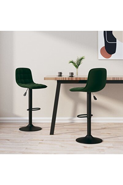 Concept Σκαμπό μπαρ, 2 τεμ., σκούρο πράσινο, Βελούδο