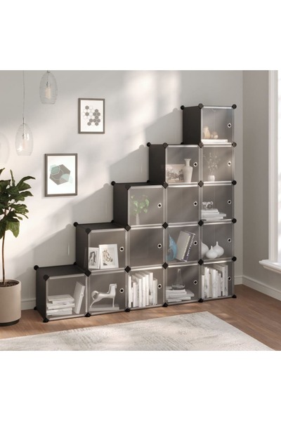 Concept Οργανωτής αποθήκευσης κύβων με πόρτες, 15 κύβοι, μαύρο, PP