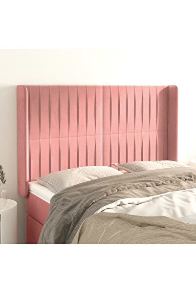 Concept Κεφαλάρι κρεβατιού με φτερά, ροζ, 147x16x118/128 cm, Βελούδο