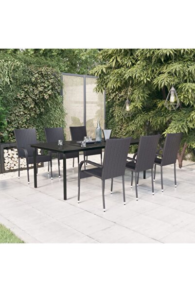 Concept Set mobilier de grădină, 7 piese, negru