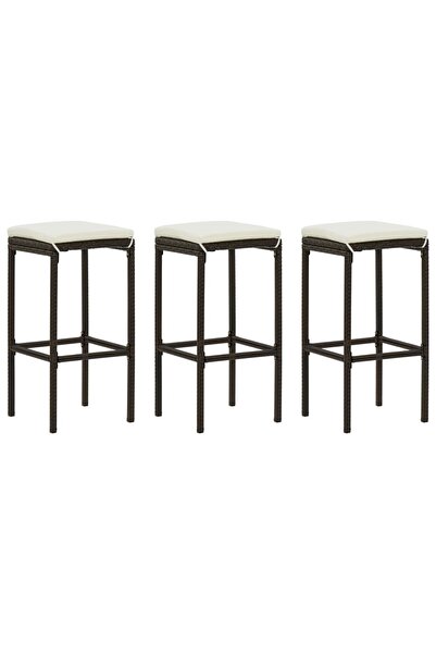 Concept Scaune de bar cu perne, 3 buc., maro, poliratan