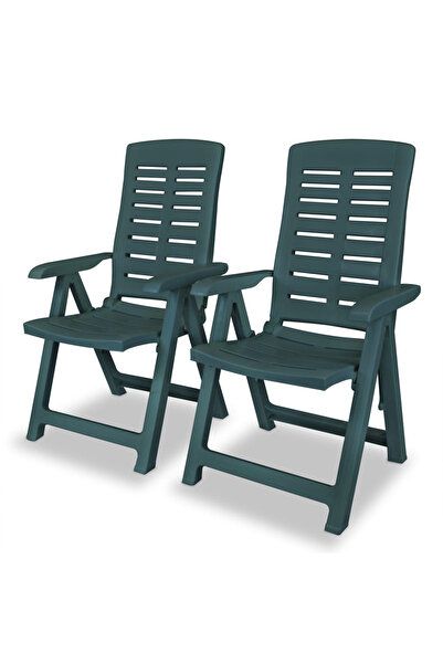 Concept Scaune de grădină rabatabile, 2 buc., verde, plastic