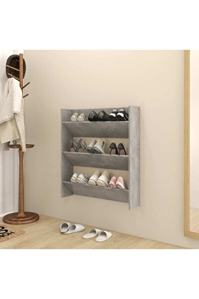 Concept Επιτοίχια παπουτσοθήκη, γκρι σκυροδέματος, 80x18x90 cm, μοριοσανίδα