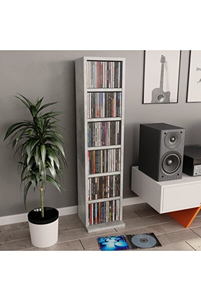 Concept Dulap CD-uri, gri beton, 21x20x88 cm, lemn compozit
