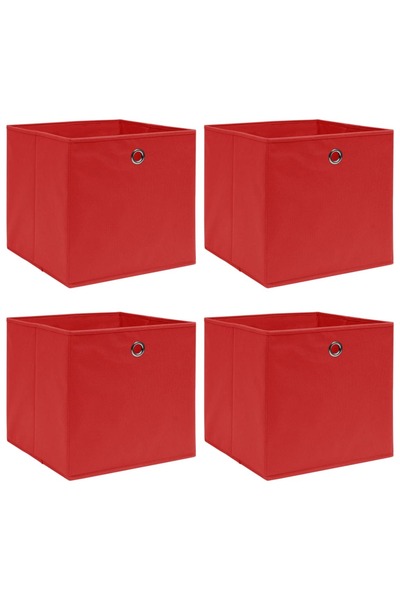 Concept Κουτιά αποθήκευσης, 4 τεμ., ύφασμα, 32x32x32 cm, κόκκινο