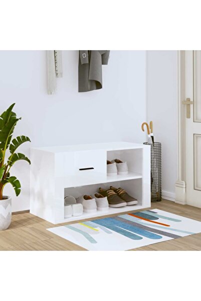 Concept Pantofar, alb extralucios, 80x35x45 cm, lemn compozit