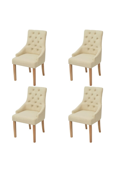 Concept Καρέκλες κουζίνας, 4 τεμ., κρεμ, ύφασμα
