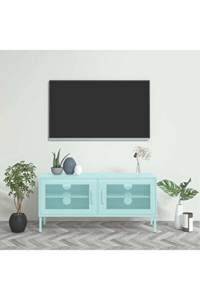 Concept Comodă TV, verde mentă, 105x35x50 cm, oțel