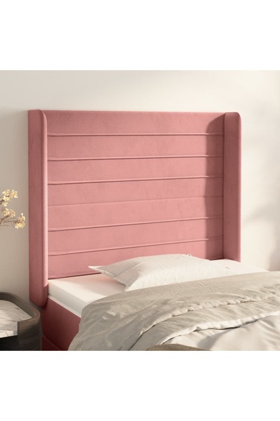 Concept Tăblie de pat cu aripioare, roz, 83x16x118/128 cm, catifea