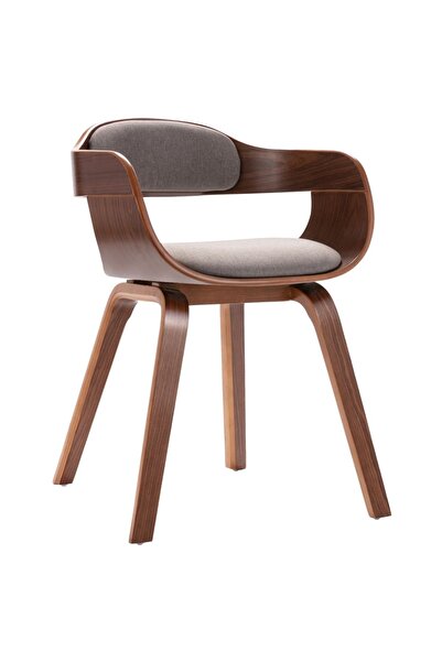 Concept Καρέκλα κουζίνας, γκρι-μπεζ, καμπυλωτό ξύλο και ύφασμα