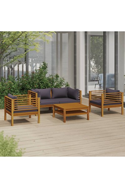 Concept Σετ επίπλων κήπου με μαξιλάρια, 5 τεμάχια, από μασίφ ξύλο ακακίας