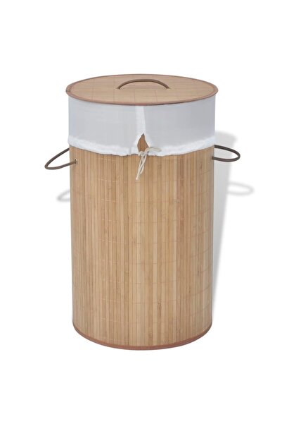 Concept Coș de rufe cilindric din bambus maro