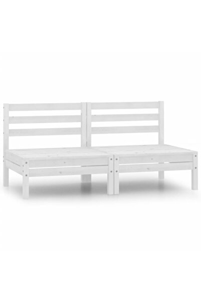 Concept Canapele de mijloc pentru grădină, 2 buc., alb, lemn masiv pin