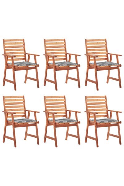 Concept Καρέκλες εξωτερικού χώρου με μαξιλάρια, 6 τεμ., από μασίφ ξύλο ακακίας