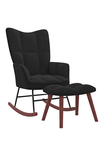 Concept Scaun balansoar cu taburet, negru, catifea