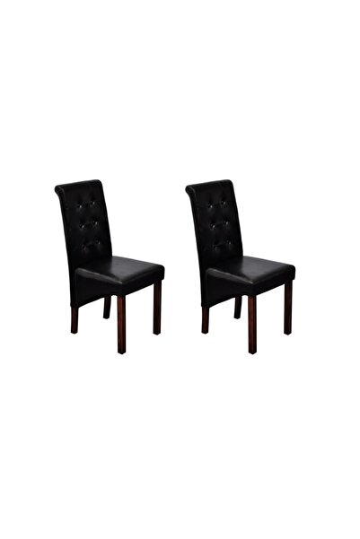 Concept Καρέκλες κουζίνας, 2 τεμ., μαύρες, οικολογικό Δερμάτινο