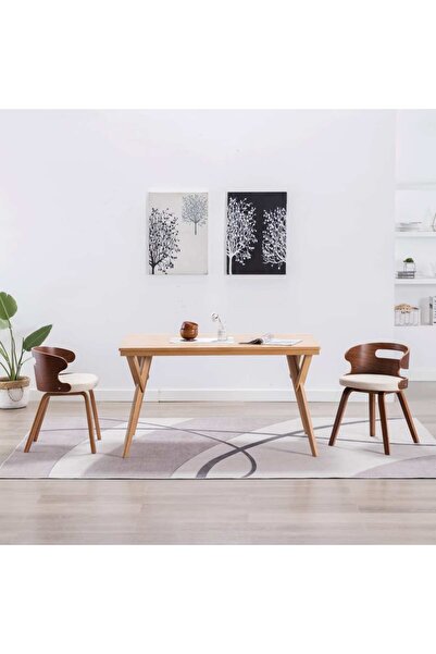 Concept Scaune de bucătărie, 2 buc, crem, lemn curbat & piele ecologică