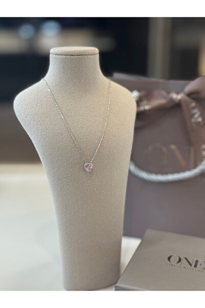 One Gold Silver Chain Heart Pink