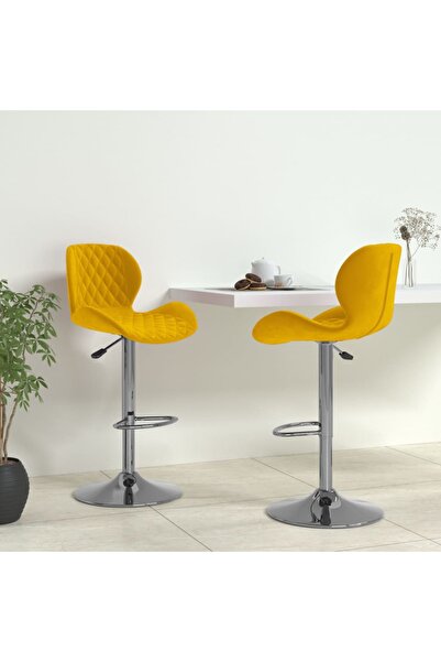 Concept Σκαμπό μπαρ, 2 τεμ., κίτρινο μουσταρδί, Βελούδο