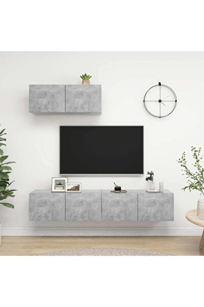 Concept Comode TV, 3 buc., gri beton, PAL