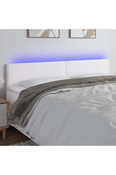 Concept Κεφαλάρι LED, λευκό, 180x5x78/88 cm, οικολογικό Δερμάτινο
