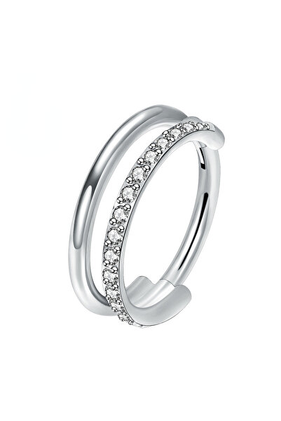 Choice3 16G 1.2X8mm A-Silver 16G Stainless Steel CZ Row Conch Nose Ring Carti...