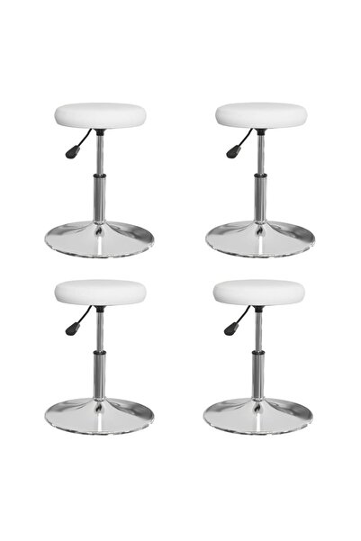 Concept Καρέκλες κουζίνας, 4 τεμ., λευκές, οικολογικό Δερμάτινο