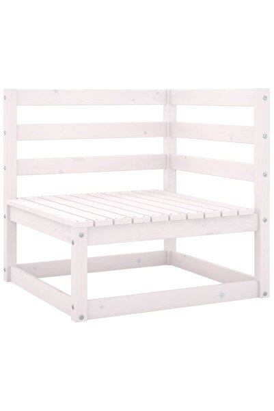 Concept Γωνιακός καναπές κήπου, λευκός, από μασίφ ξύλο πεύκου