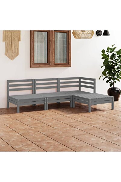 Concept Set mobilier de grădină, 4 piese, gri, lemn masiv de pin
