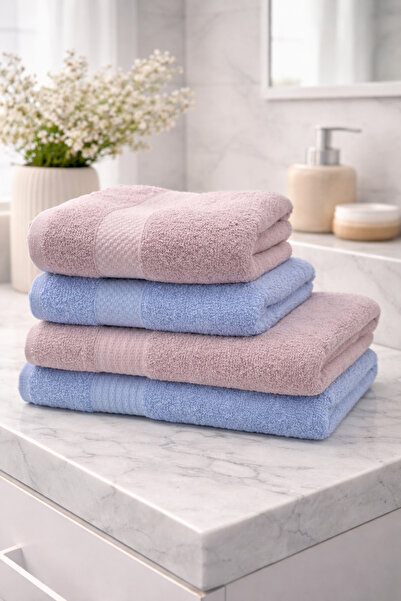 ÖZteks 4 LÜ BANYO HAVLU SETİ-HAMAM TAKIMI 2 ADET 90-150 CM BANYO HAVLUSU 2 AD...