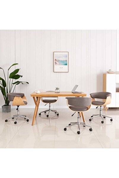 Concept Περιστρεφόμενες καρέκλες κουζίνας, 4 τεμ., γκρι-μπεζ, ύφασμα