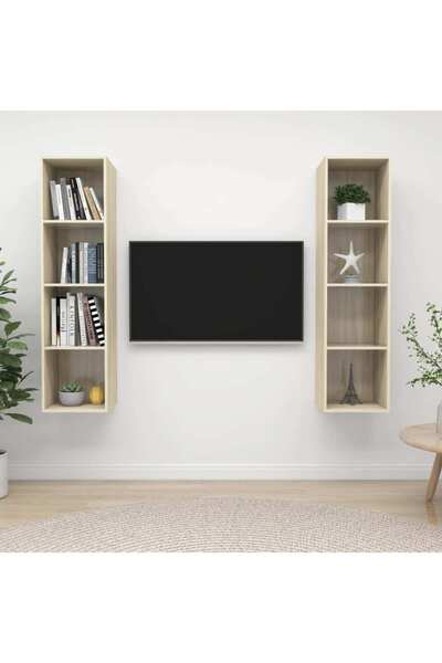 Concept Επιτοίχια ντουλάπια τηλεόρασης, 2 τεμ., δρυς sonoma, μοριοσανίδα
