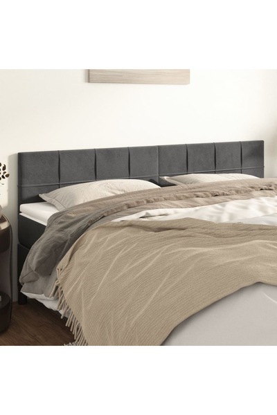 Concept Tăblii de pat, 2 buc, gri închis, 100x5x78/88 cm, catifea