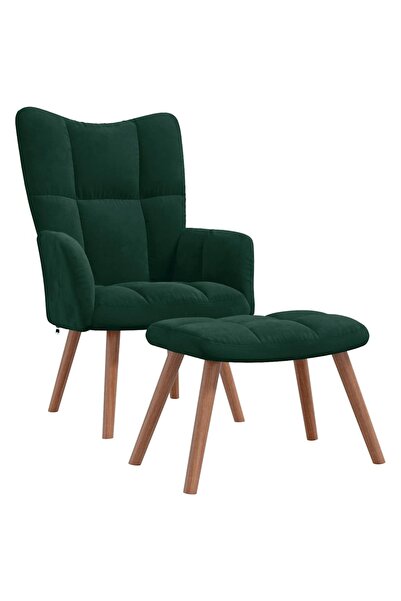 Concept Πολυθρόνα με σκαμπό, σκούρο πράσινο, Βελούδο
