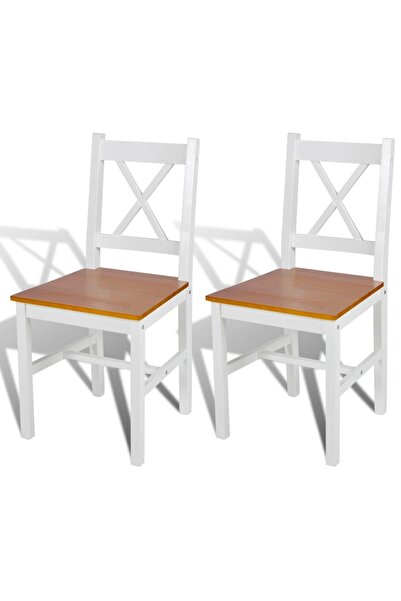 Concept Καρέκλες κουζίνας, 2 τεμ., λευκές, από ξύλο πεύκου