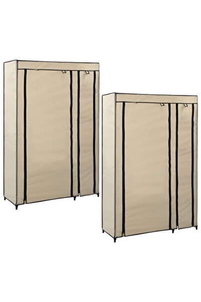 Concept Πτυσσόμενα ντουλάπια ρούχων 2 τεμ. κρεμ 110x45x175 εκ. ύφασμα