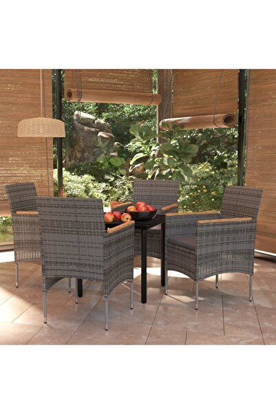 Concept Set mobilier de grădină, cu perne, 5 piese, gri și negru