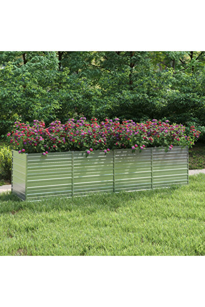 Concept Ασημί υπερυψωμένο παρτέρι κήπου 320x80x77 cm από γαλβανισμένο ατσάλι