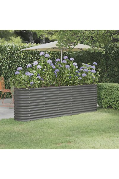 Concept Jardinieră grădină gri 224x40x68 cm oțel vopsit electrostatic