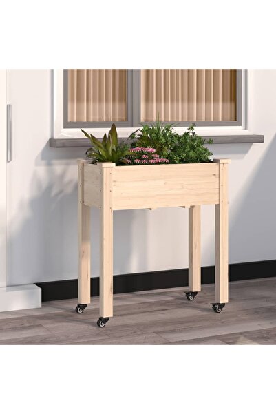 Concept Jardinieră cu roți și căptușeală 71x37x80 cm lemn masiv de brad