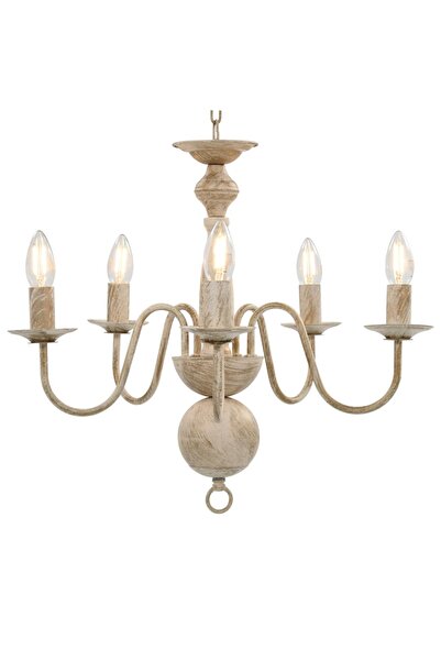 Concept Candelabru antichizat, alb, becuri E14 x 5