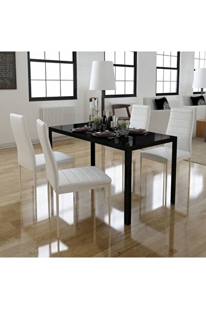 Concept Set masă și scaune de bucătărie, cinci piese, negru